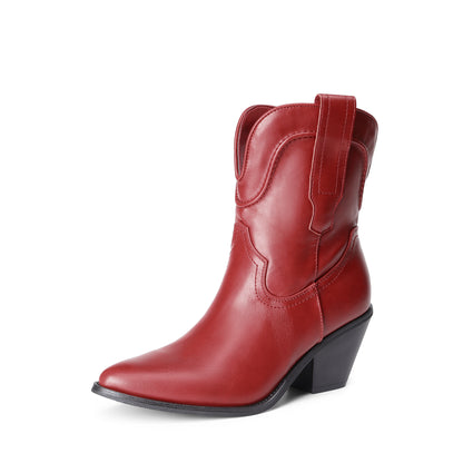 Women's Cowboy Ankle Boots, Western Booties Low Heel Pointed Toe Cowgirl Boots - Western style cowboys boots for women, for everyday wear, casual strolls, special events or any western-themed parties