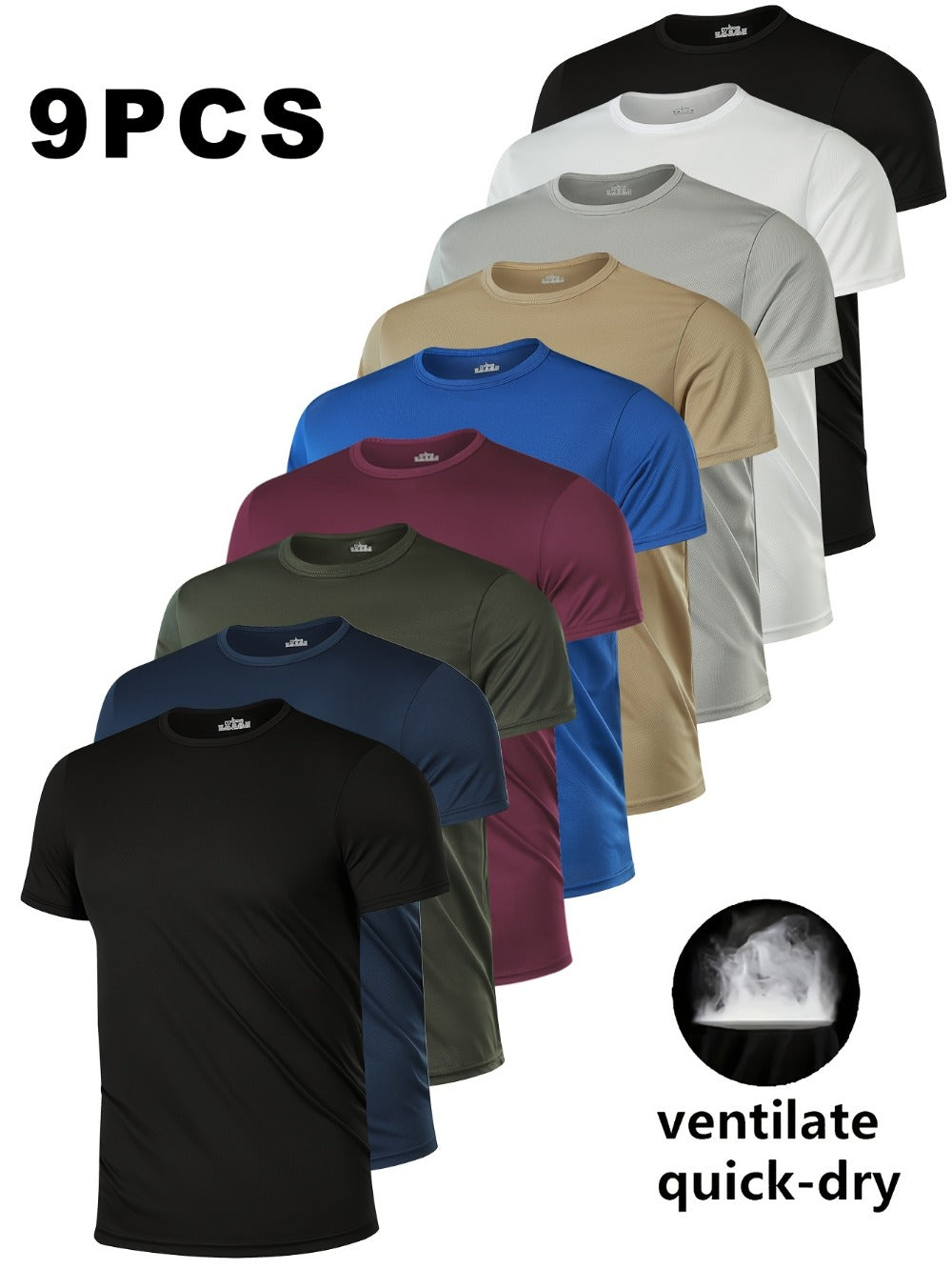 Men's Solid Color Performance T-Shirt - Crew Neck Style 8549