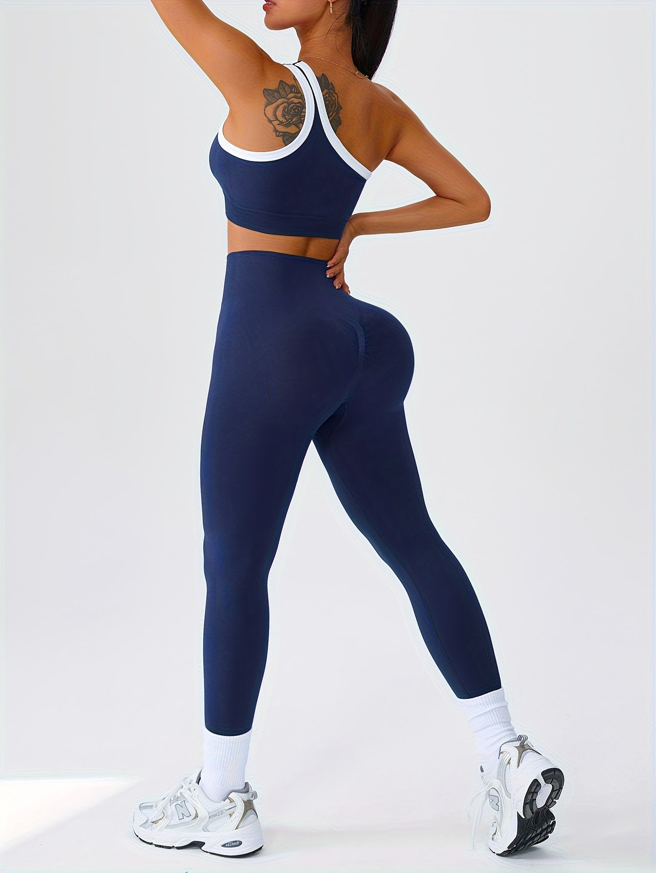 Women's Navy Blue Color High-Waist Leggings - product view 10
