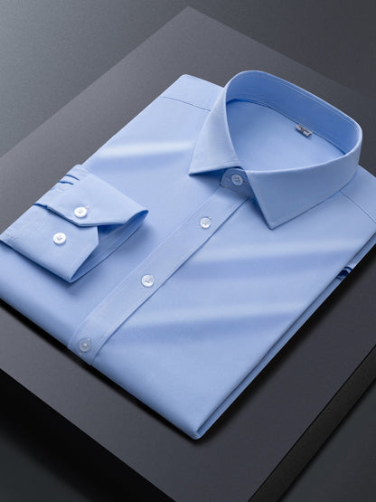 Men'S Long-Sleeve Shirt Made Of, Stretchy And Suitable for Business Attire, Wrinkle-Free Suit Shirt, Casual Short-Sleeve White Work Uniform