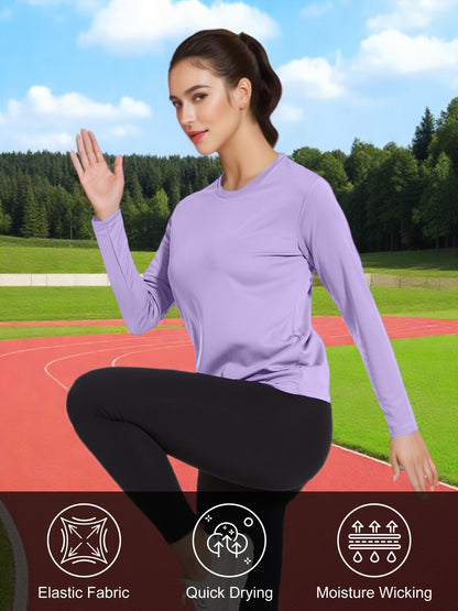 5pcs Women's Quick-drying And Breathable Long-sleeved T-shirt Set, Basic Base Layer for Training, Moisture-wicking, Women's S Tops, Suitable for Casual Attire.