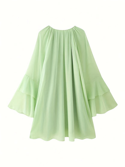 Chic Elegant Women'S Chiffon Layered Ruffle Loose Dress | Spring Summer Casual Vacation
