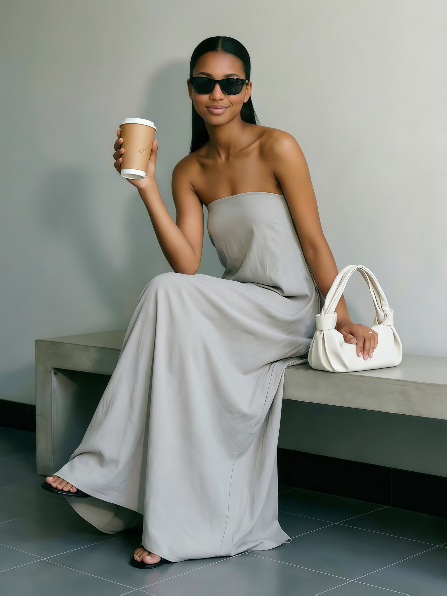[Linen Beach Dress] Womens Linen Beach Dress Backless Sleeveless Wrap High Waist A Line Casual Summer Vacation Flowy Sundress Three Colors Light Grey Linen Beige Ivory White