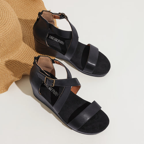 Women's Open Toe Buckle Ankle Strap Summer Platform Wedge Sandals Stylish and Comfortable and Fashion Shoes Fashion Outdoor Shoes Quick On and Off Suitable for Different Occasions, Women Shoes