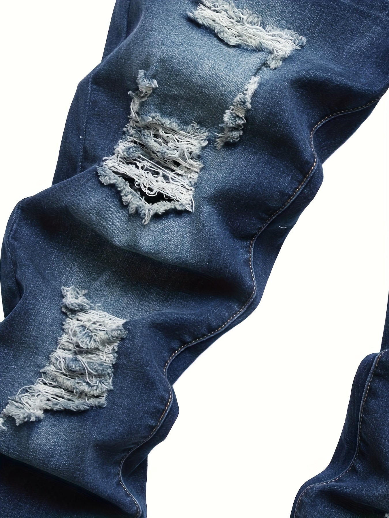 Two-pack Men's Ripped Jeans - Stretch, Ripped, Slim Fit, Comfort Flex - Denim Material - For Men - Suitable for Casual Wear - Perfect Gift for Fashionable Guys