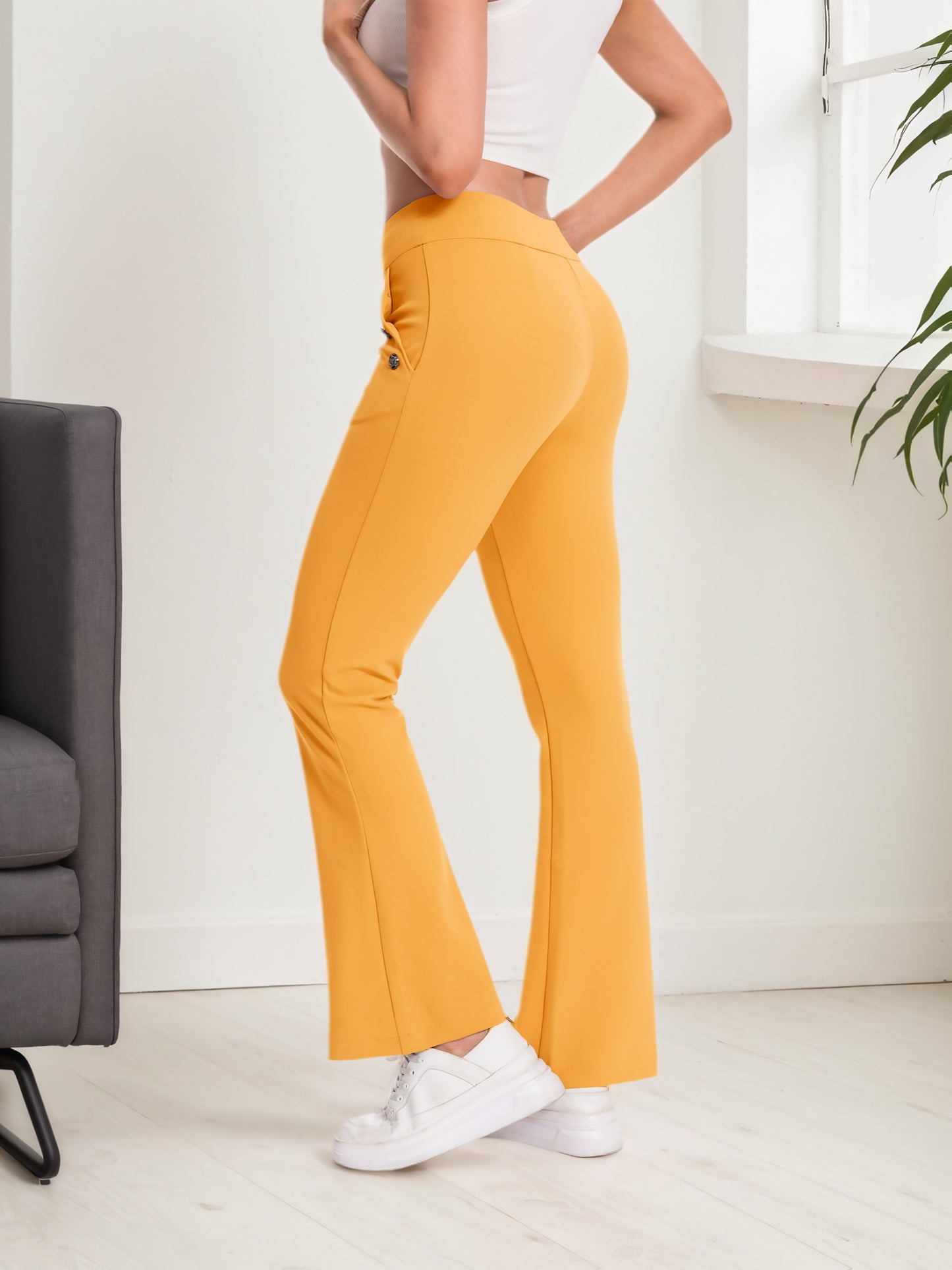 Casual Flare Pants With Sailor Button