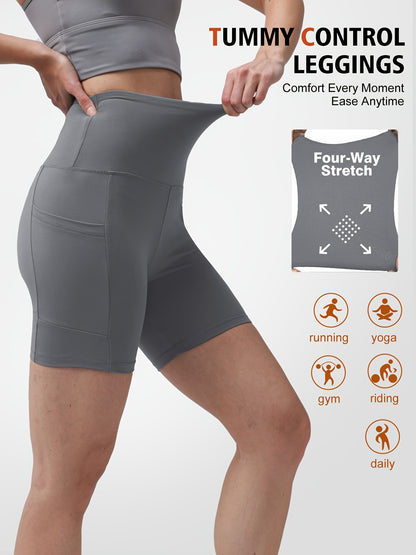 Women'S High Waisted Yoga Shorts, Elastic Lifting Buttocks And Abdominal And Bodybuilding Safety Pants, Outdoor Sports Fitness Running Cycling Casual Pants