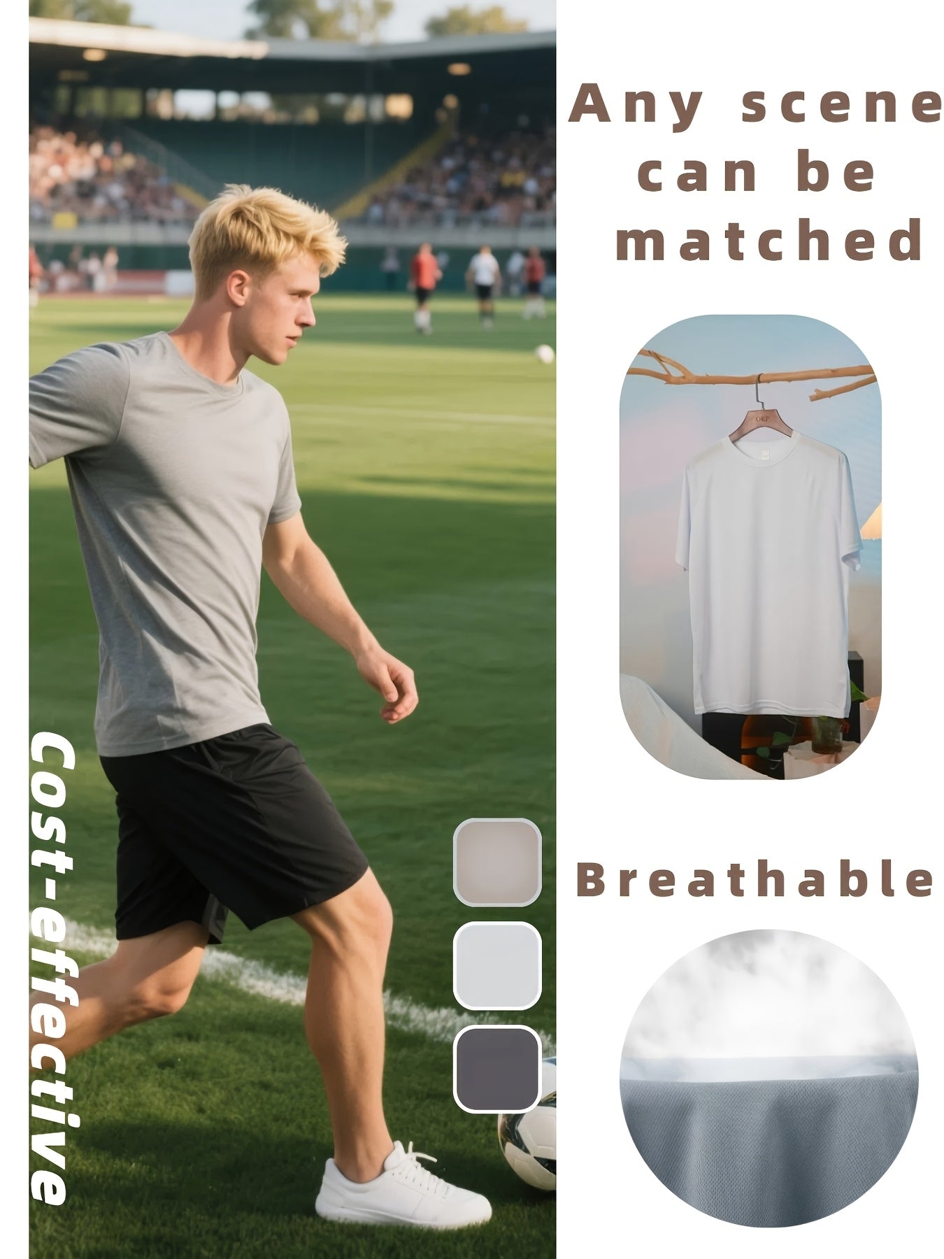 5pcs Men's Sports Compression Quick-Drying Short-Sleeve T-Shirts, Moisture-Absorbing And Sweat-Wicking, Breathable, Comfortable, Versatile, Ideal for Exercise, Running, Fitness, And Daily Casual Wear