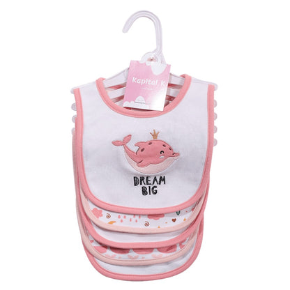 Cotton Baby Bibs 5-Pack - Cartoon Embroidered