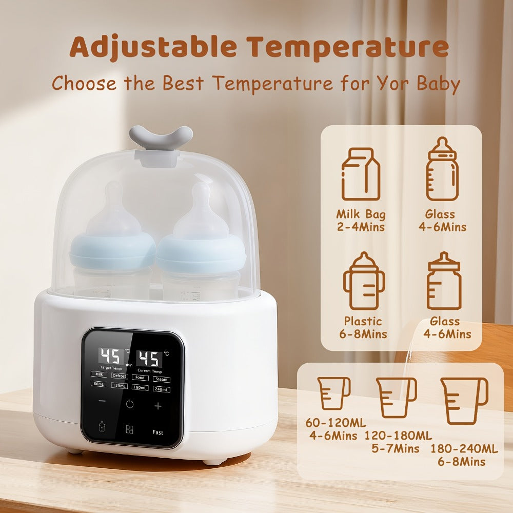 6-in-1 Electric Bottle Warmer - Timer, Defrost and Keep-Warm Modes