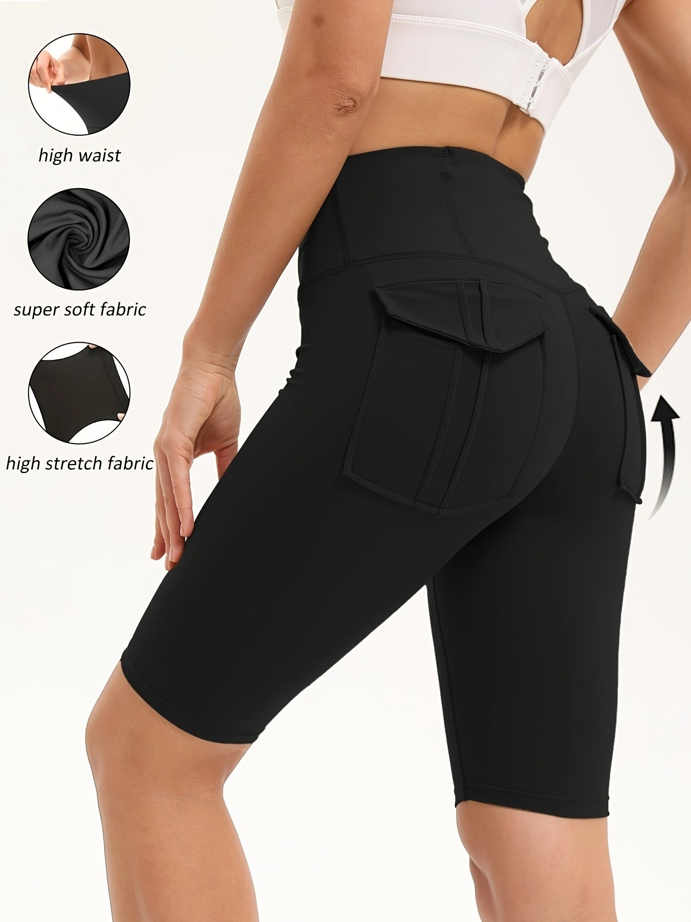 5pcs High Women'S High-waisted Gym Shorts With Pockets, Super Soft Tummy Control No See Through Workout Running Yoga Athletic Shorts Pants