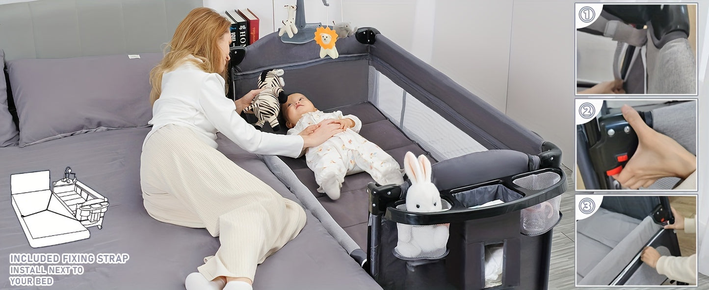 5in1 Baby Bassinet SleeperBeside Crib With Diaper Changer Mattress Storage& Foldable Bassinet. The Product Weighs 12 Kg. The Upper Bunk Has A Weight Limit Of 15 Pounds For Infants, While The Lower Bunk Has A Weight Limit Of 50 Pounds For Infants.Gra