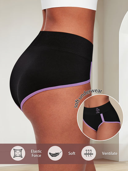 5pcs Women'S Underwear Soft And Breathable Comfortable Contrasting Colors Striped Texture Daily Commuting And Leisure Activities 26Ss