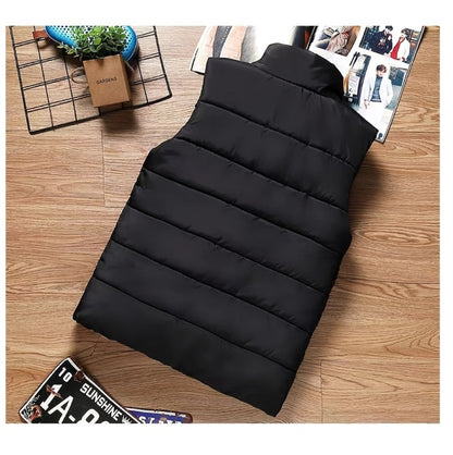 Men's Stand Collar Zip Vest - Zipper Pockets and Warm Layering