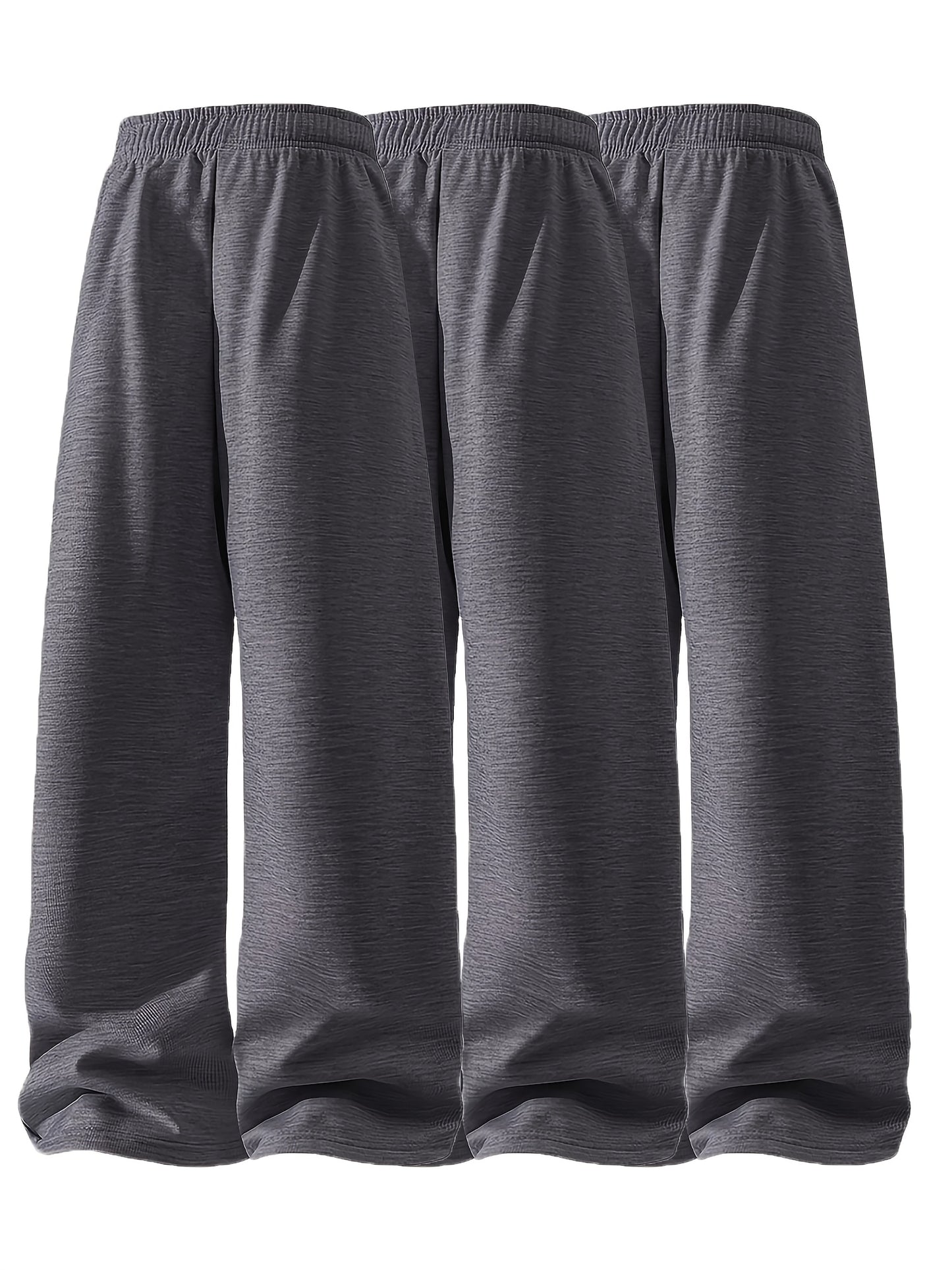3pcs Men's Lightweight Soft Joggers - Loose Fit Straight Leg Pants Waist, Light Grey & Black/Dark Grey, All-Season Comfort Suitable for Gym, Casual Wear, Everyday Use - Straightforward Casual Style (Stock Available)