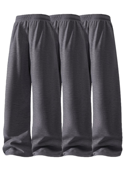 3pcs Men's Lightweight Soft Joggers - Loose Fit Straight Leg Pants Waist, Light Grey & Black/Dark Grey, All-Season Comfort Suitable for Gym, Casual Wear, Everyday Use - Straightforward Casual Style (Stock Available)