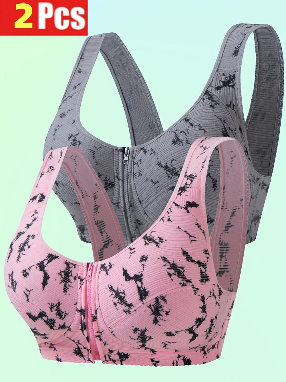 Women’s Plus Size 2-Pack Front Closure Wireless Seamless Bra - Easy Front Fastening