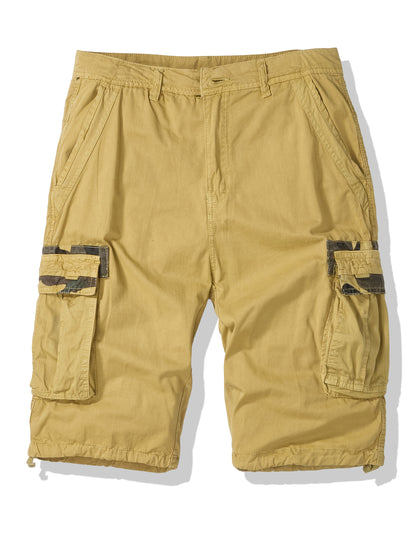 Plus-Size Men'S Outdoor Washing Multi-Pocket Tooling Tactical Shorts with Drawstring to Leave a Pocket Suitable for Outdoor Activities Such As Mountaineering And Camping, Plus Size