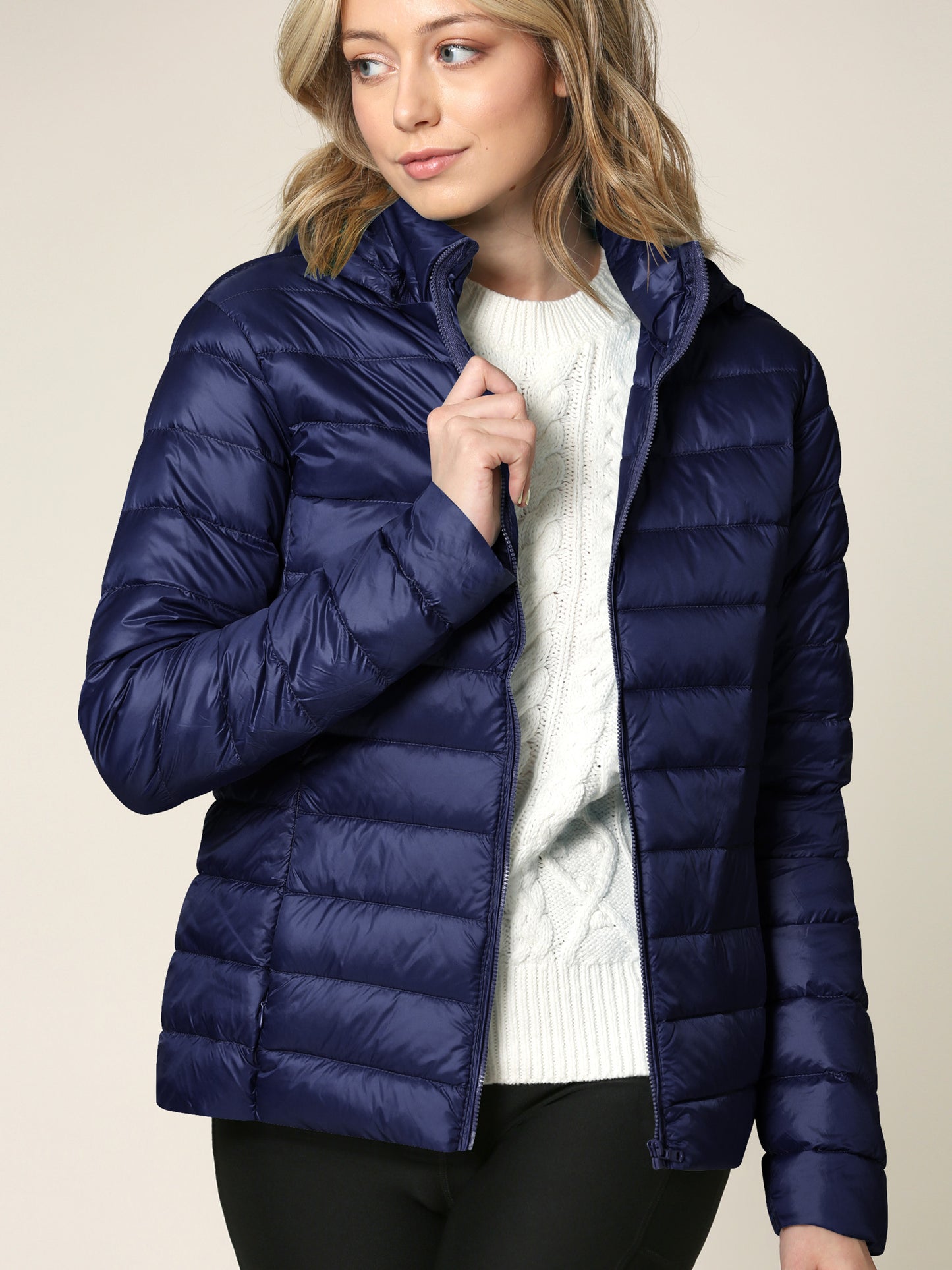 Women's Ultra Light Weight Packable Down Jacket with Removable Hood
