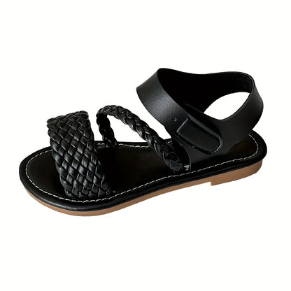 1 Pair of Girls Wearing Braided Rope Decoration Cute Vacation Casual Style Summer Comfortable Breathable Lightweight Flat Sandals