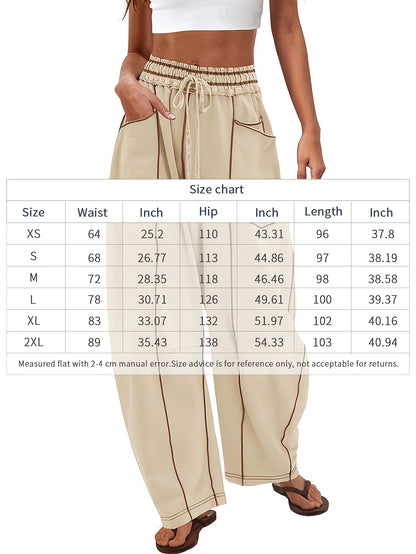 Women'S Loose Wide Leg Pants Casual Summer Wide Leg Pants Drawstring Waist Casual Pants