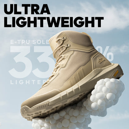 Men's Tactical Hiking Boot Lightweight Cushion Sole Boots for Work All Day Side Zipper Motorcycle Combat Boot 8 Inches