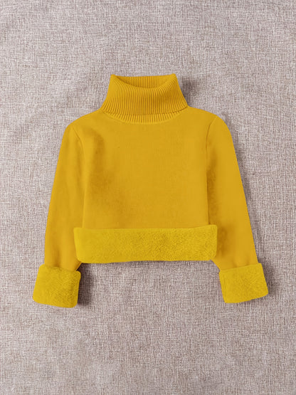 White High-neck -lined Pullover - Thick Lining for Soft Warmth in Winter, Classic Design for Effortless Style, Suitable for Layering or Wearing Alone, Ideal for Cold Weather and Office Wear.