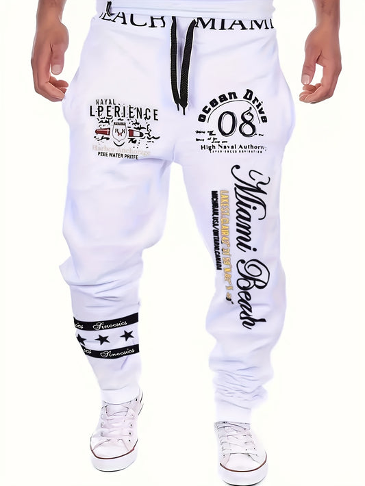 Men's Streetwear Casual Pants - Elastic Drawstring Waist Sweatpants, All-Season Urban Pants for Everyday & Formal Outfits - Machine Washable Loose Fit Trousers