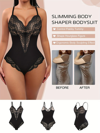 Bodysuits For Women Lace Shapewear, Summer Sling Body Suit Tummy Control Body Shaper