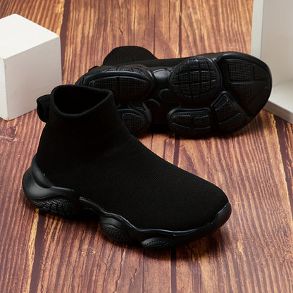 2025 Spring And Autumn Season New High Top Socks And Shoes For Boys And Girls' Daily Wear, Convenient, Fast, Comfortable, Soft And Breathable Inside, Suitable For Campus Life And Running