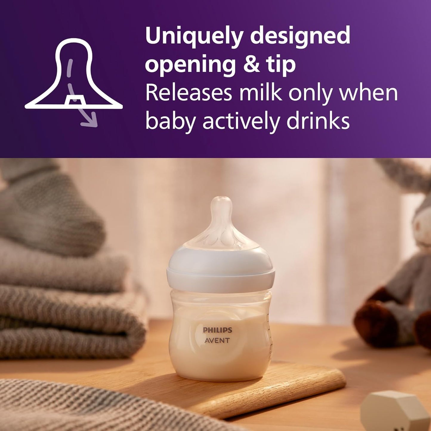 Philips Avent Natural Baby Bottles 4 oz, 4 Pack, Baby Feeding Bottles, Clear, Newborn Feeding Essentials