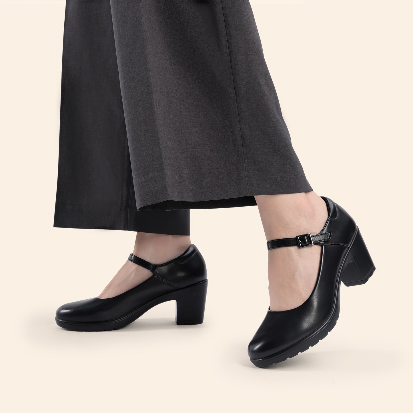 Women's Chunky Low Block Heels Mary Jane Closed Toe Work Pumps Comfortable Round Toe Dress Wedding Shoes