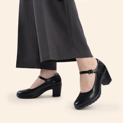 Women's Chunky Low Block Heels Mary Jane Closed Toe Work Pumps Comfortable Round Toe Dress Wedding Shoes