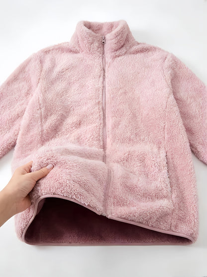 Cationic Fabric Glossy Coat Women's Autumn/winter Cardigan High-end Niche Zip-up Outerwear