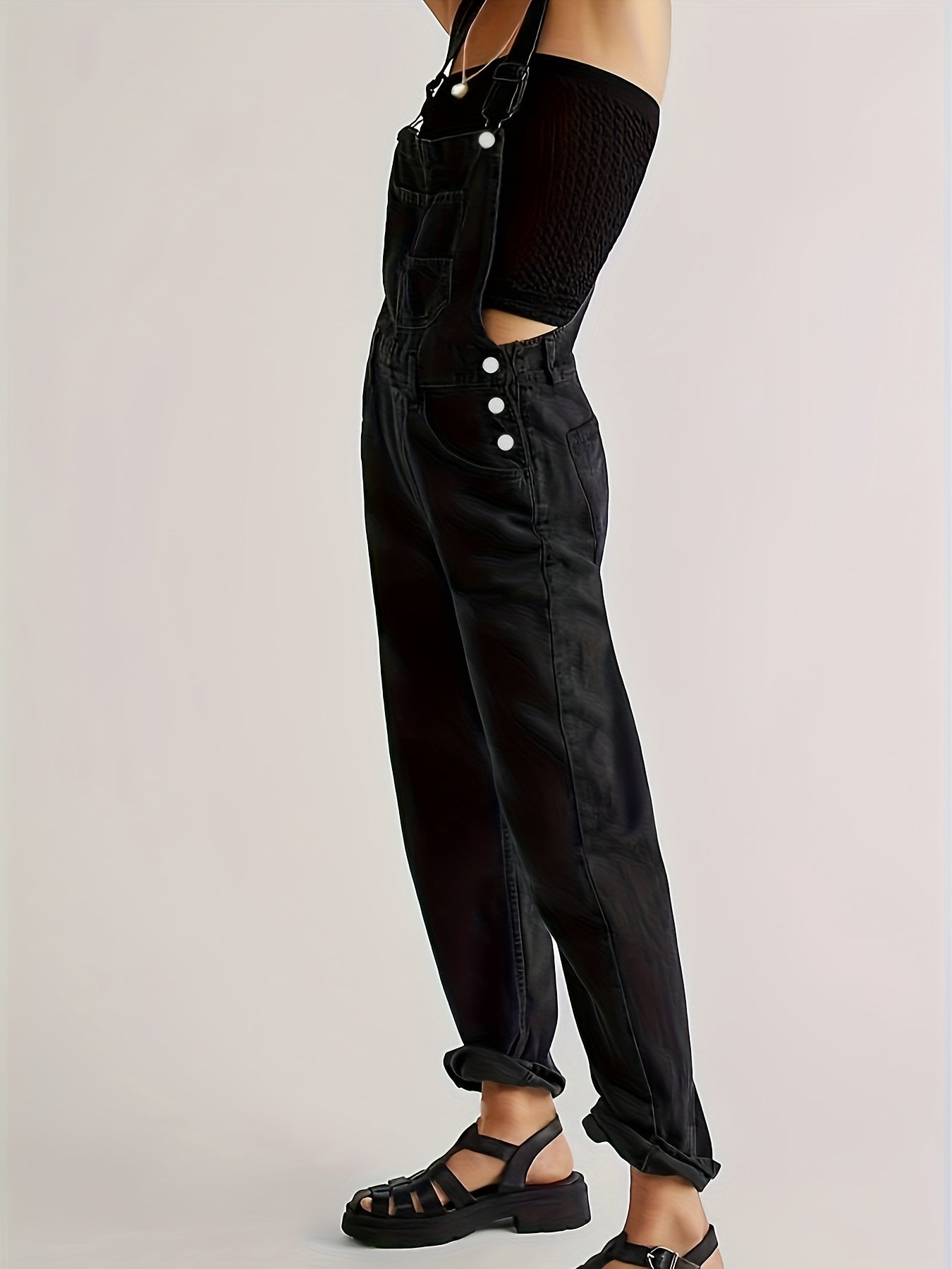 Women's Loose-fitting Straight-leg Denim Overalls Jumpsuit - Wide-leg Casual Style with Pockets, Machine Washable for Spring, Summer, And Autumn, Sizes S-XXL