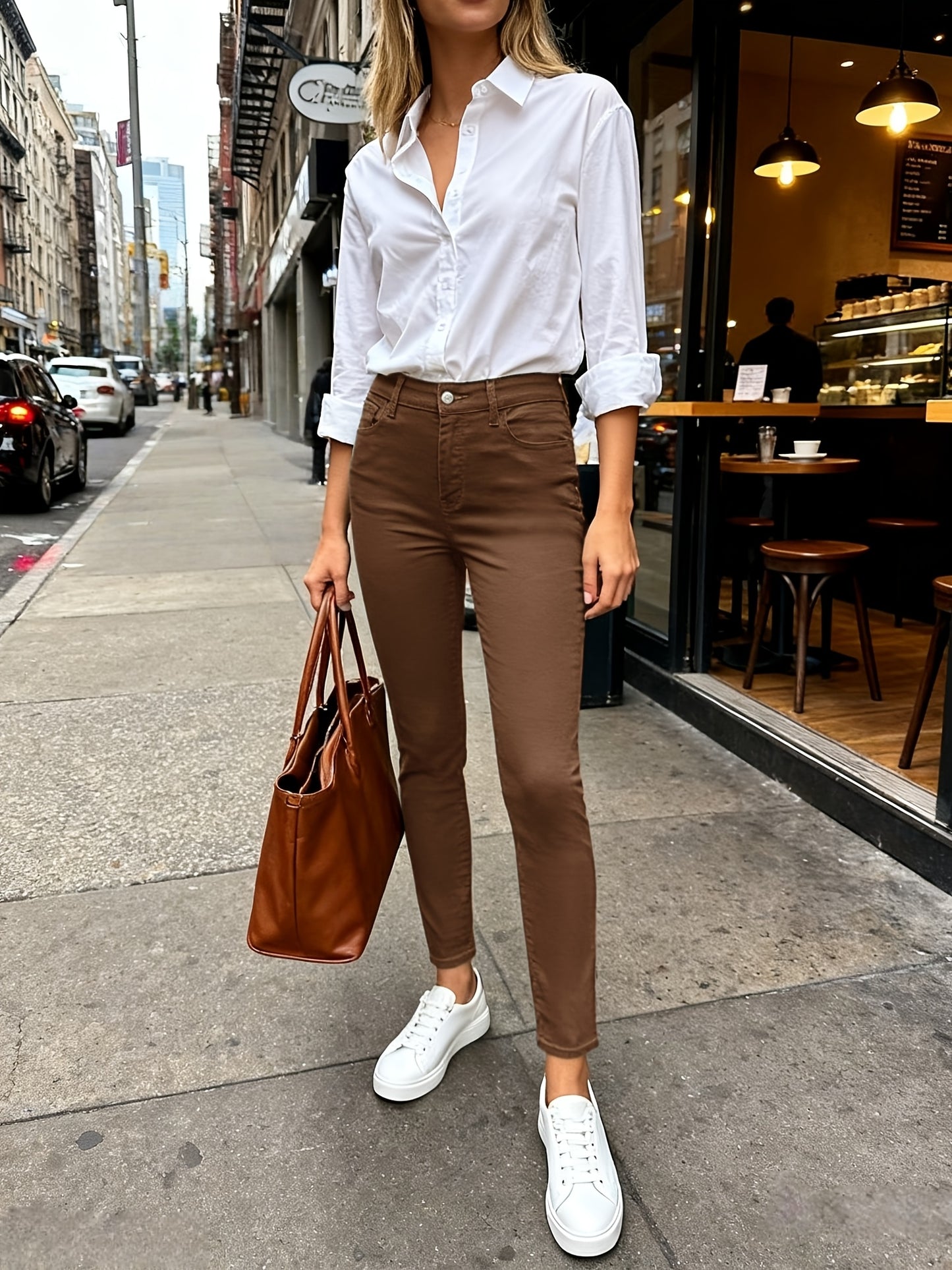 Womens High Waisted Skinny Jeans Stretch Slim Fit Denim Pants Casual Tapered Leg Jeggings Soft Breathable Elastic Denim Trousers Everyday Fashion Streetwear Work Travel Lounge Outfit Classic White Skinny Jeans for Women Comfortable Body Shaping Fit