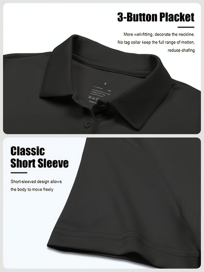 5pcs Women'S Polo Collar Short Sleeved T-shirts, Tops, Moisture Wicking And Quick Drying Clothes With Buckle Collars, Fashionable And Slim Fit, Casual Clothes, Outdoor Morning Clothes, Clothes