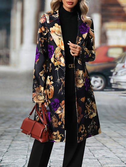 Long-sleeved Floral Pattern Single-breasted Suit Jacket