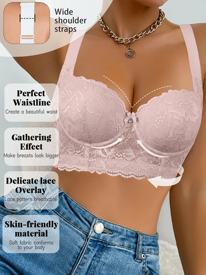 Sexy Beautiful Lace Women'S Underwear Gathered Wide Shoulder Straps Breathable And Comfortable Bra Can Be Worn Daily