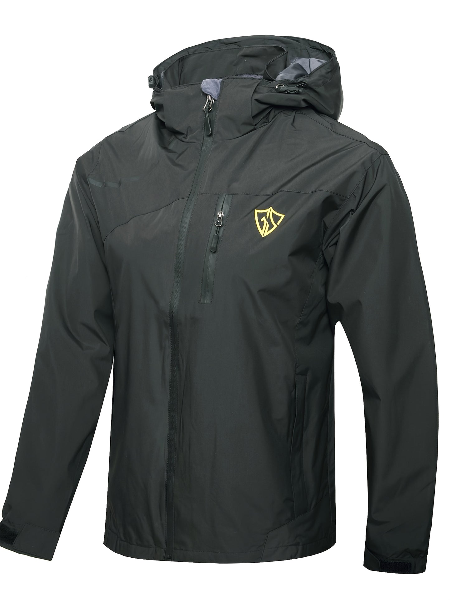 Men'S Rain Jacket Waterproof with Zipped Pockets Windproof Rain Jacket with Hooded