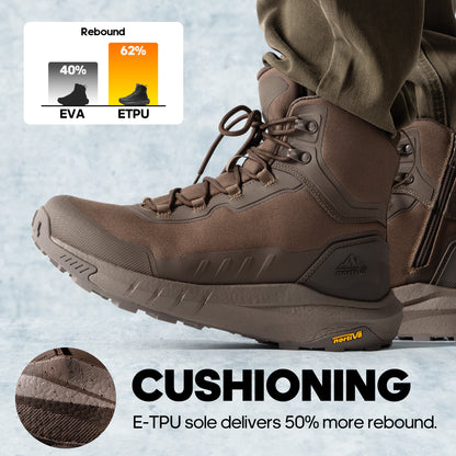 Men's Tactical Hiking Boot Lightweight Cushion Sole Boots for Work All Day Side Zipper Motorcycle Combat Boot 8 Inches