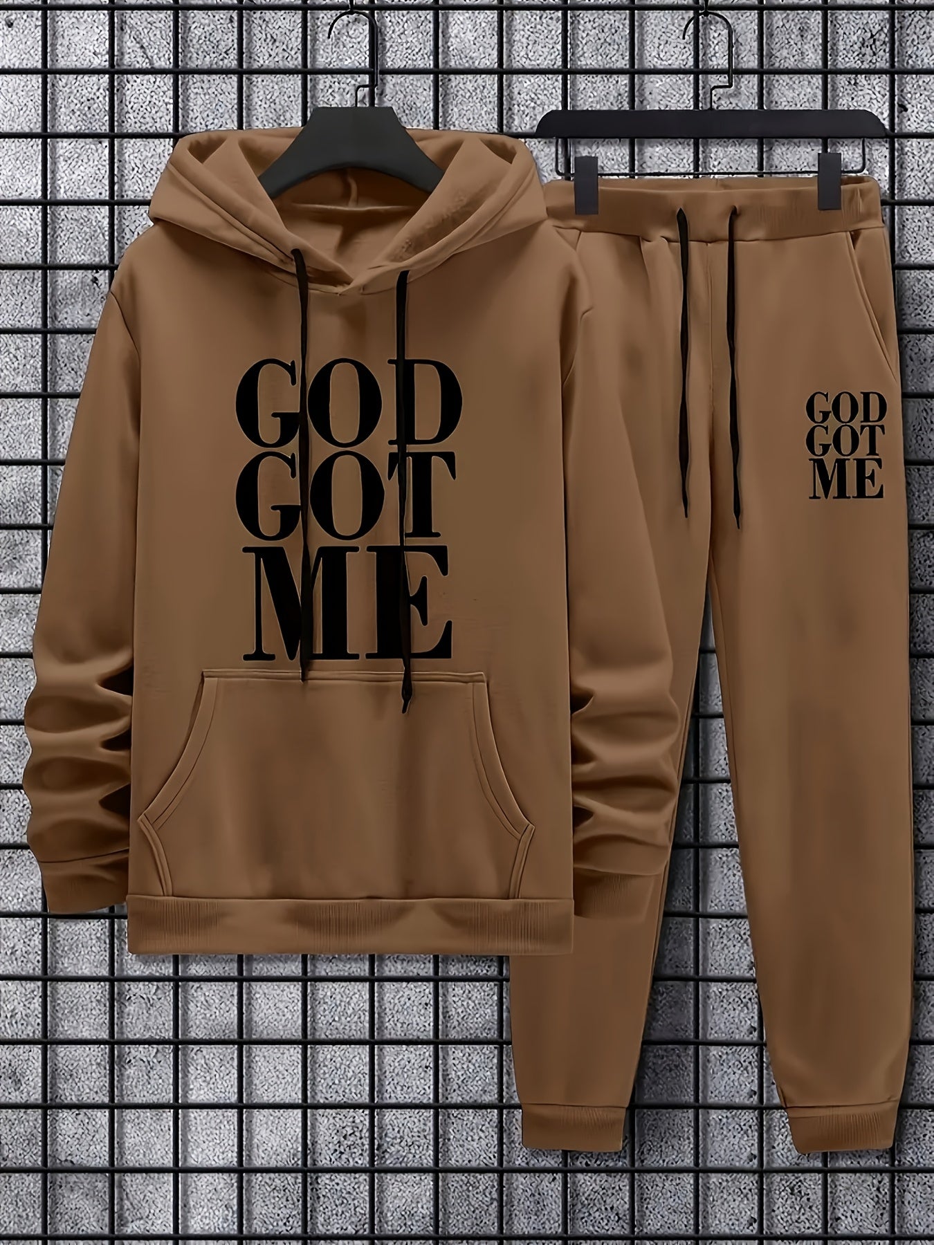Casual Hoodie And Sweatpants Set - Lining, Long Sleeves, Printed Design | Machine Washable