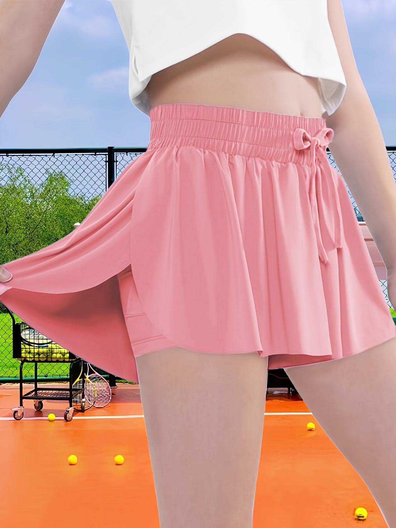 EXARUS 3-Pack Girls Flowy Shorts 2-In-1 Preppy Butterfly Skirt with Spandex Lining for Cheerleading Sports Fitness Teen Trendy Skirt Pants