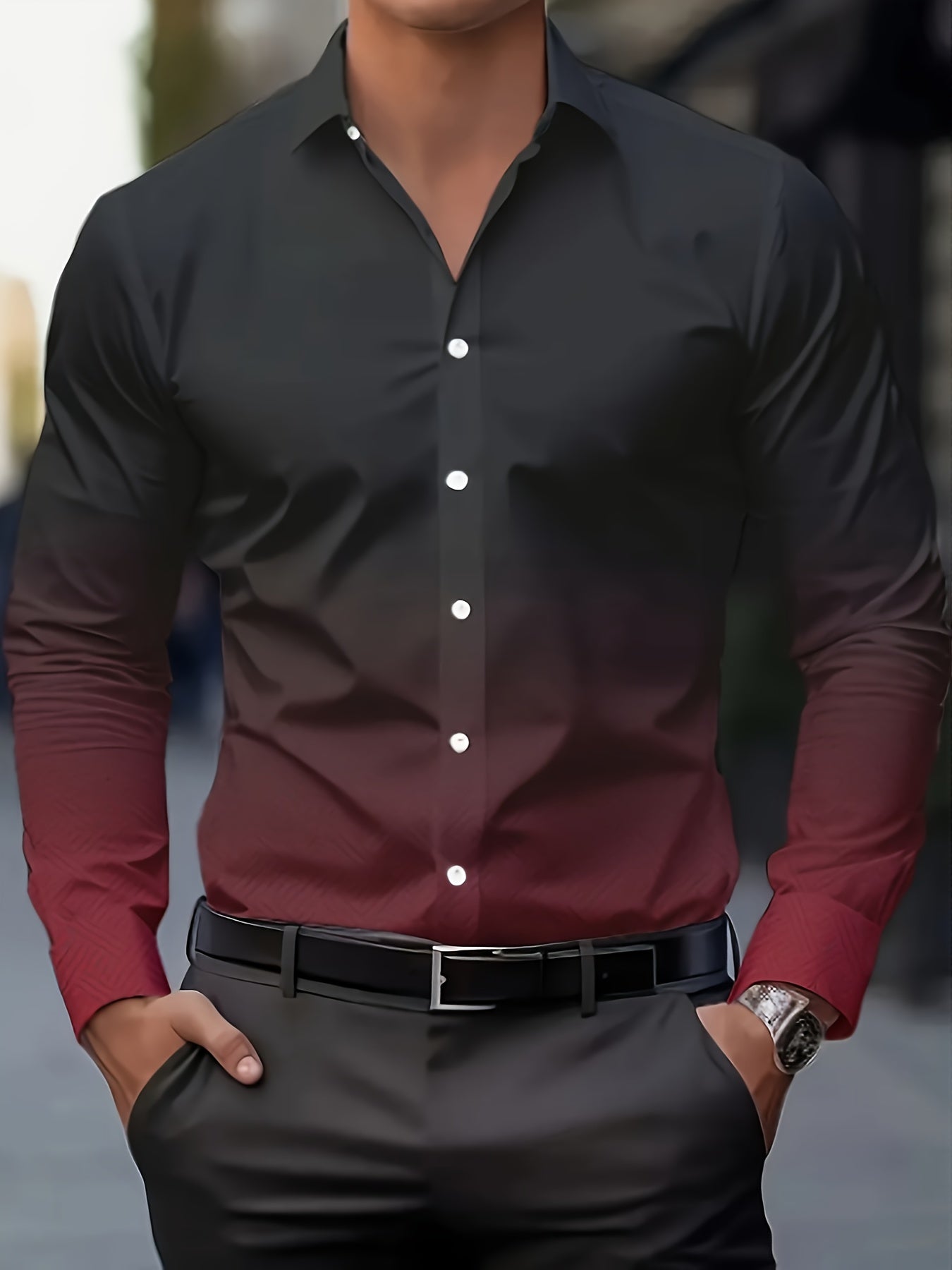 Men's Mixed colors Polyester Printed Long-Sleeve Shirt - product view 4
