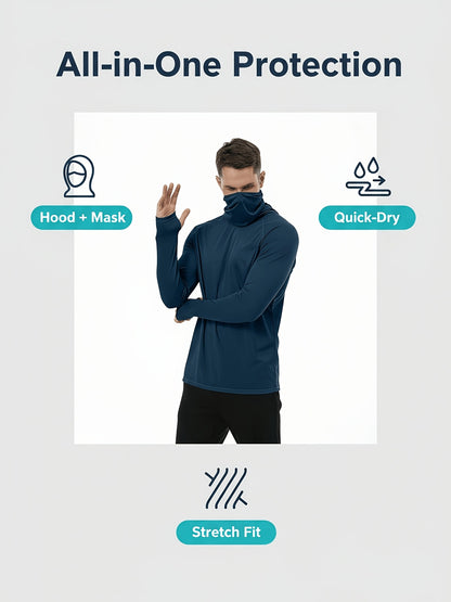 6pcs Men's Fashion Hoodie Set with Built-in Mask Trendy Style Lightweight Comfort, Quick-Dry Breathable 2026 Valentine's Day Gift