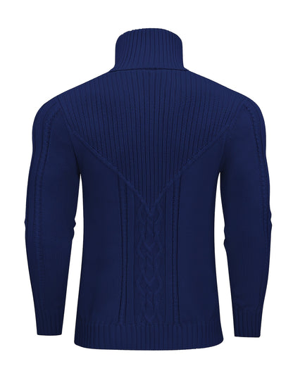 Men's Mature Casual Vintage Twisted Turtleneck Knit Pullover