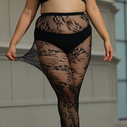 Set of 4 Plus Size Women'S High Elastic Striped Fishnet Tights, Attractive Black Net Pantyhose for Halloween Outfits