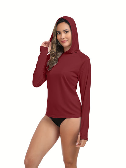 4pcs Set Women'S Hooded Shirt, Lightweight Quick-dry Hooded Shirt Women'S Casual Long-sleeved T-shirt Solid Color Multi-piece Set, Suitable For Sports Such As Fishing, Outdoor Activities, And Fitness