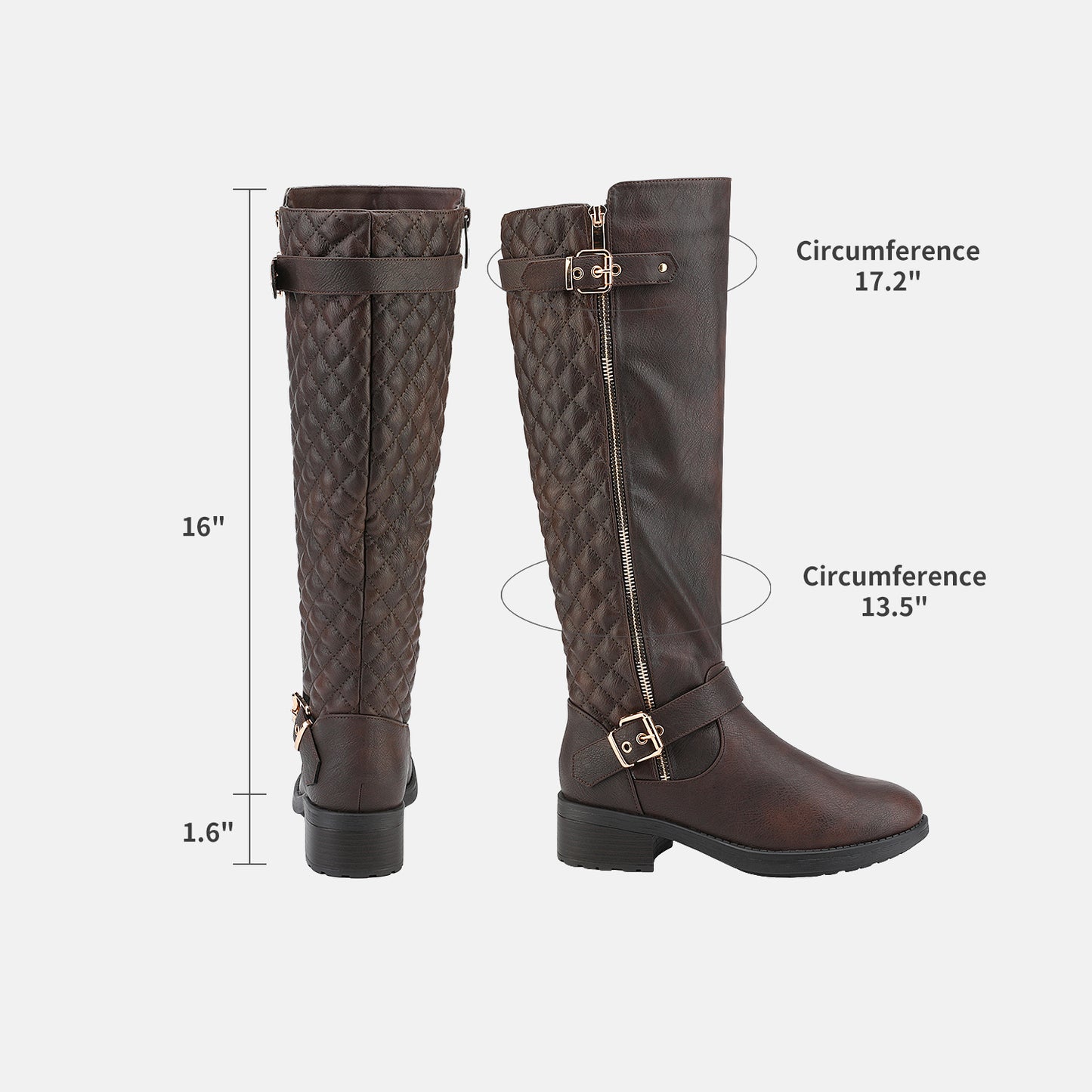 Women's Knee High Boots Wide Calf Low Heel Riding Boots With Side Zipper With Buckle Fall Tall Boots for Women Suitable for party, dance, shopping, walk, office. Perfect gift for friends, wife, sister, daughter.