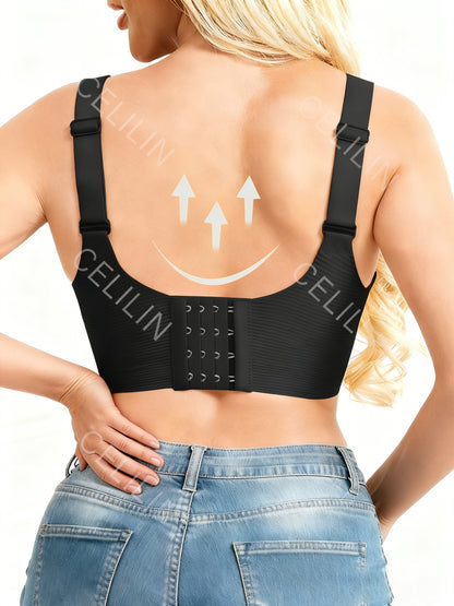 4 Pack Plus Size Seamless Ribbed Bras for Women, Shopping Festival Special, Beauty Back Shockproof Push Up, Side Support Wireless, Adjustable Wide Straps, High Elastic Anti-Gravity & Anti-Sagging, Comfortable Daily Wear